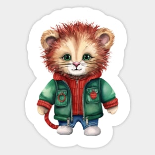 Knitted Christmas Lion Sticker